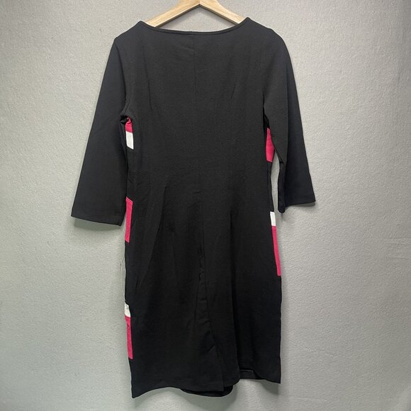 Zoë+Phoebe Womens Diagonal Stripe Colorblock Dress Black & Pink L XL - Picture 5 of 8